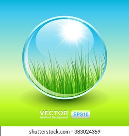 Green natural background, sunny spring design.