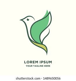green natural birds logo vector