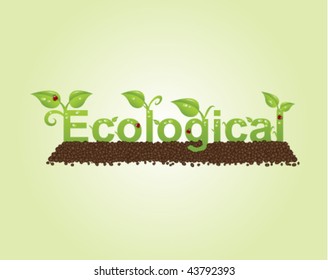 Green natural caption ecological with leaves and ladybugs.