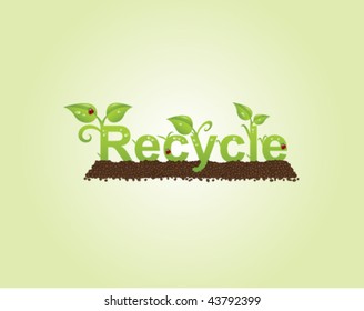 Green natural caption recycle with leaves and ladybugs.