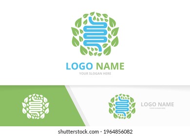 Green natural colon logo. Premium digestion logotype design template.