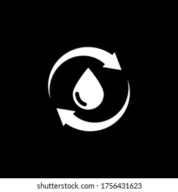 Green Natural Drop Water Spa Logo on black. Vector