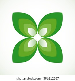 Green natural elements abstract vector logo design