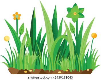Green natural grass clipart vector  art design