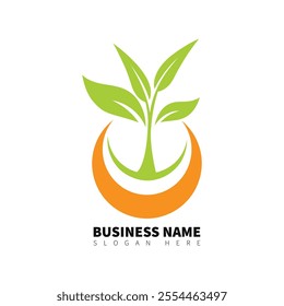 Green natural leaf logo design