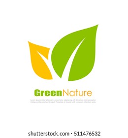 Green natural leaf vector logo illustration