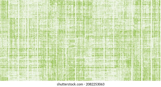 Green Natural Linen Texture Border Background. Old Flax Fibre Seamless Pattern. Organic Yarn Close Up Weave Fabric Ribbon Sack Cloth Packaging Canvas Vector