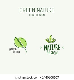 green Natural logo design vector leaf conceptual