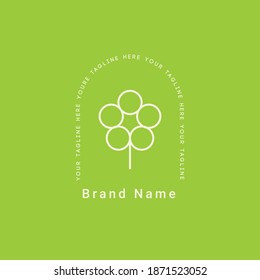 Green natural plant vector logo illustration template, monogram concepts in trendy linear style 