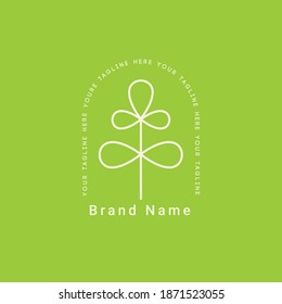 Plantilla de ilustración de logotipo de vector vegetal natural verde, conceptos de monograma en estilo lineal de moda 
