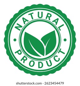 Green Natural Product isolated rubber stamp, sticker, sign with Leaves icon vector illustration