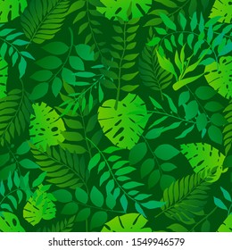 Green natural seamless pattern with natural leaves. Bright fresh green botanic repetitive pattern. Vector illustration for your graphic design. - Shutterstock ID 1549946579