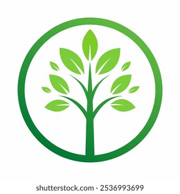 verde árvore natural logotipo minimalista eco logotipo árvore verde em círculo logotipo no fundo branco