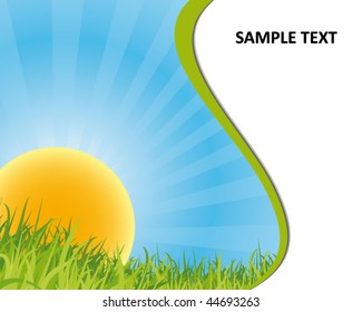 green nature background with blue sky