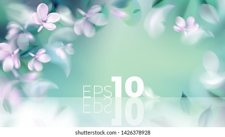 Green nature background with blurred spring leaves vector illustration
