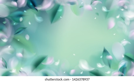 Green nature background with blurred spring leaves vector illustration