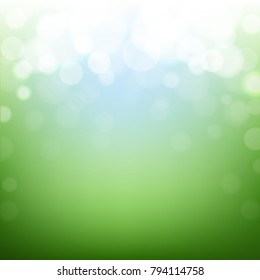 Green Nature Background With Bokeh With Gradient Mesh, Vector Illustration