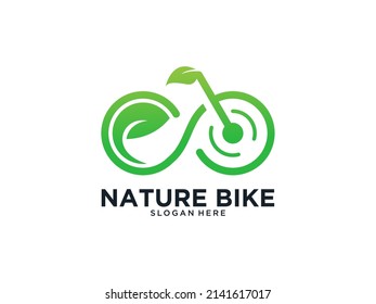 green nature bike with leaf logo design