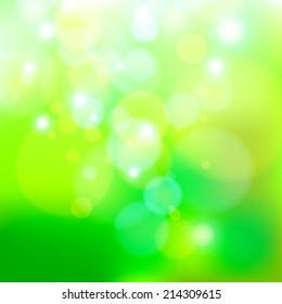 green nature bokeh abstract light background. Vector illustration