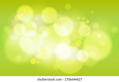 Green nature bokeh background. Soft blur white light effect wallpaper. Abstract background bokeh blurred. Shiny bokeh light effect. Vector illustration.