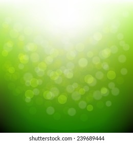 Green Nature Bokeh With Gradient Mesh, Vector Illustration