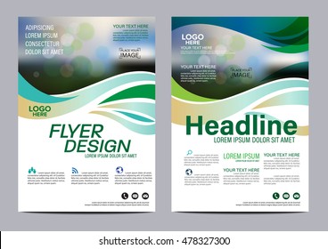 Green Nature Brochure Layout Design Template. Annual Report Flyer Leaflet Cover Presentation Modern Background. Illustration Vector In A4 Size