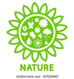Green nature card with ecological elements