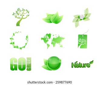 green nature concept icon set illustration design over white