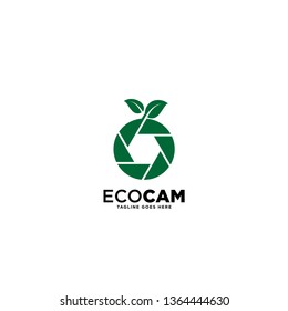 Green Nature Eco Photo Camera Logo Design, template vector illustration - Vector