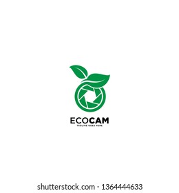 Green Nature Eco Photo Camera Logo Design, template vector illustration - Vector
