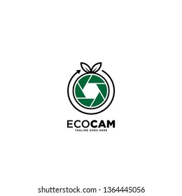 Green Nature Eco Photo Camera Logo Design, template vector illustration - Vector
