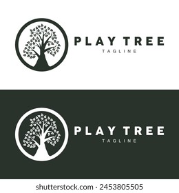 green nature education kids playground tree logo illustration and play tree design