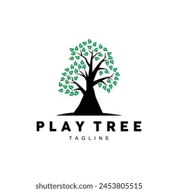 green nature education kids playground tree logo illustration and play tree design