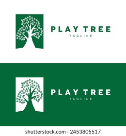 green nature education kids playground tree logo illustration and play tree design