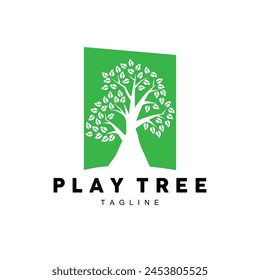 green nature education kids playground tree logo illustration and play tree design