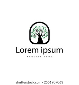 green nature education kids playground tree logo illustration and play tree design
