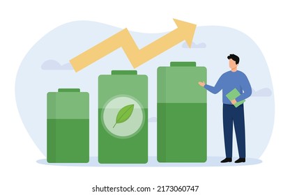 Green nature energy and electric power industry illustration concept.   Sustainable economic with renewable energy. Vector illustration.