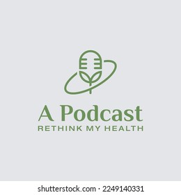 Diseño del logotipo de los podcast sobre el medio ambiente de naturaleza verde