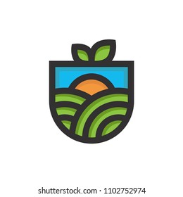 Green nature farm logo design template