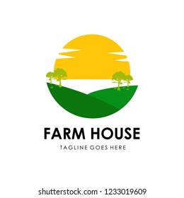 Green Nature Farm Logo Design Template