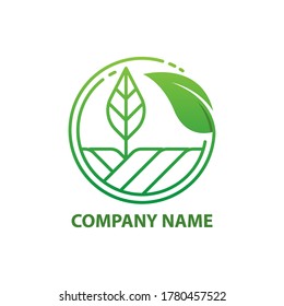 Green Nature Farm Logo Design Template. logo with a line design leaf vector