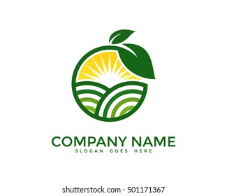 Green Nature Farm Logo Design Template