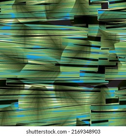 green nature foliage seamless pattern with abstract wood shadow in the frame on black background. hand drawn abstract leaves pattern. Line art .Contour drawing. Nature ornament for textile