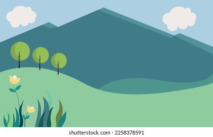 Naturaleza verde paisaje boscoso paisaje fondo banner Ilustración, primavera Ilustración