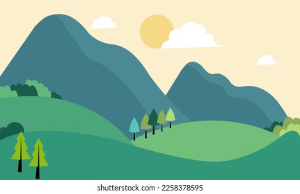 Green nature forest landscape scenery banner background Illustration, Spring Illustration