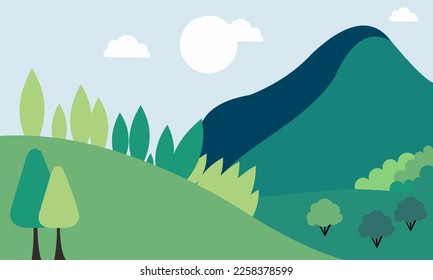 Green nature forest landscape scenery banner background Illustration, Spring Illustration
