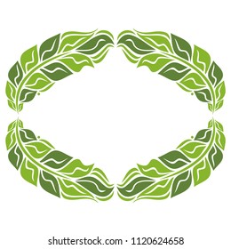 Green nature frame of leaves. Vector illustration