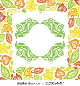 Green nature frame of leaves. Vector illustration