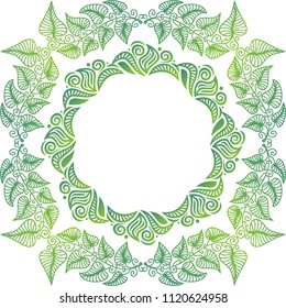 Green nature frame of leaves. Vector illustration