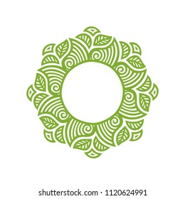 Green nature frame of leaves. Vector illustration